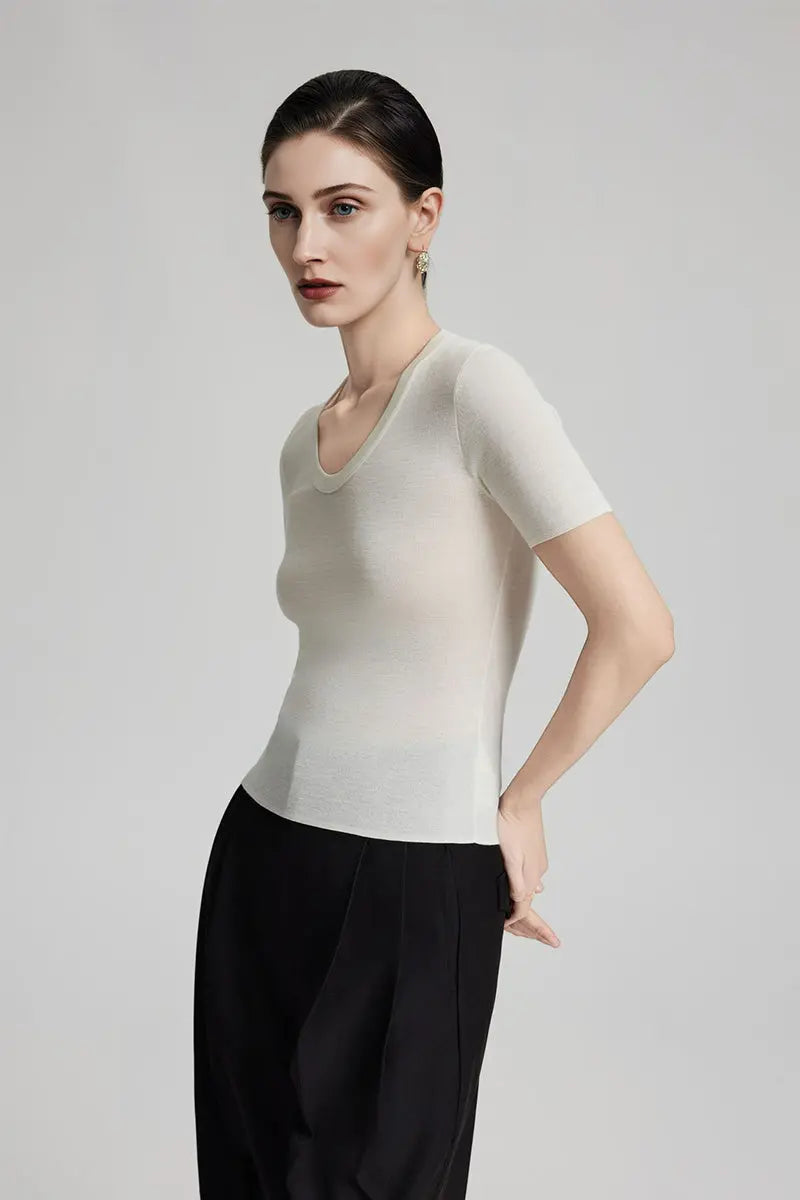 Ultrafine Wool U-Neck Sweater T-Shirt