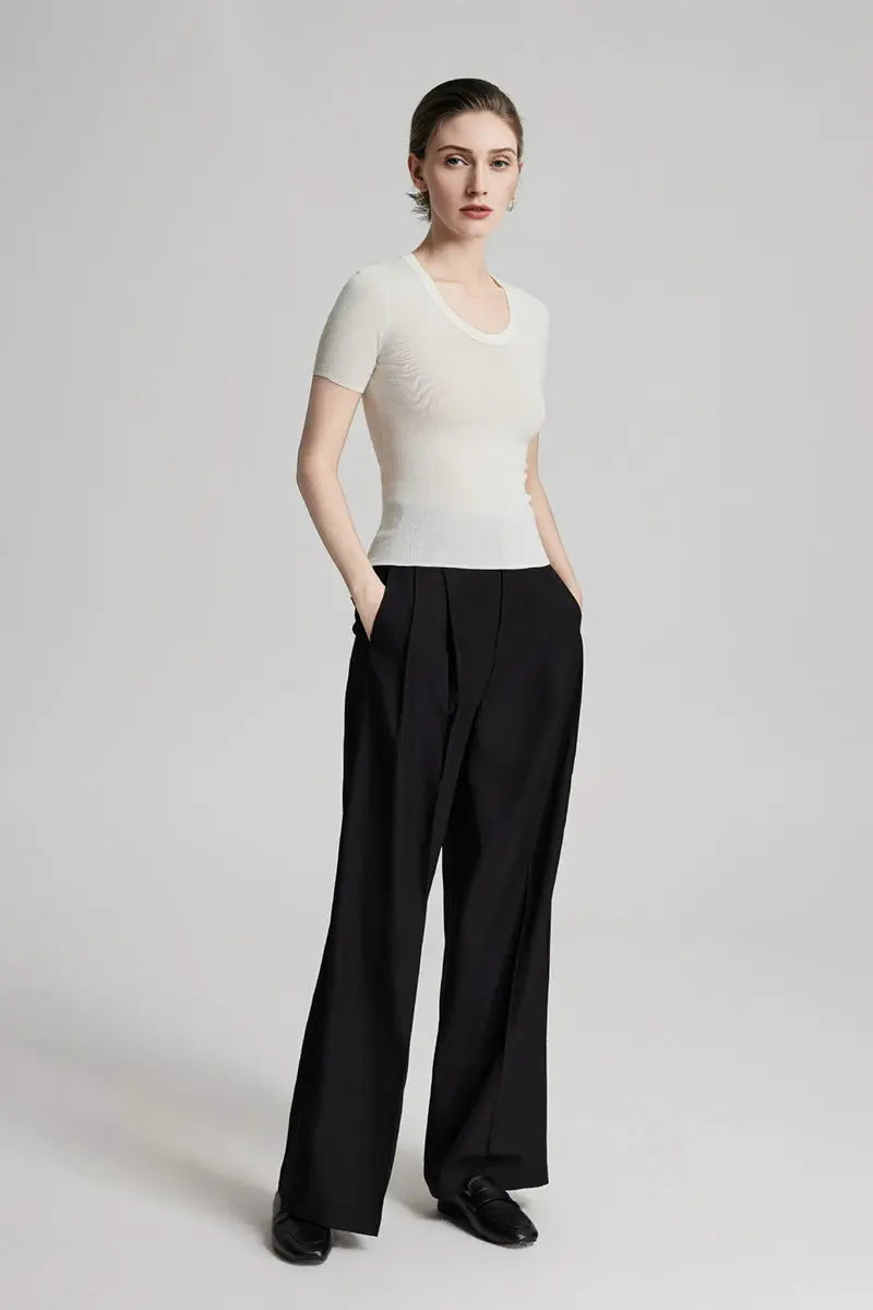 Ultrafine Wool U-Neck Sweater T-Shirt