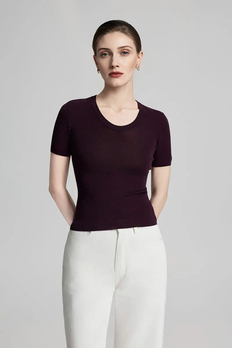 Ultrafine Wool U-Neck Sweater T-Shirt