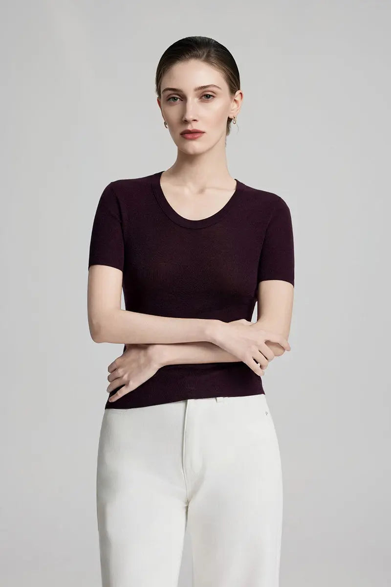 Ultrafine Wool U-Neck Sweater T-Shirt