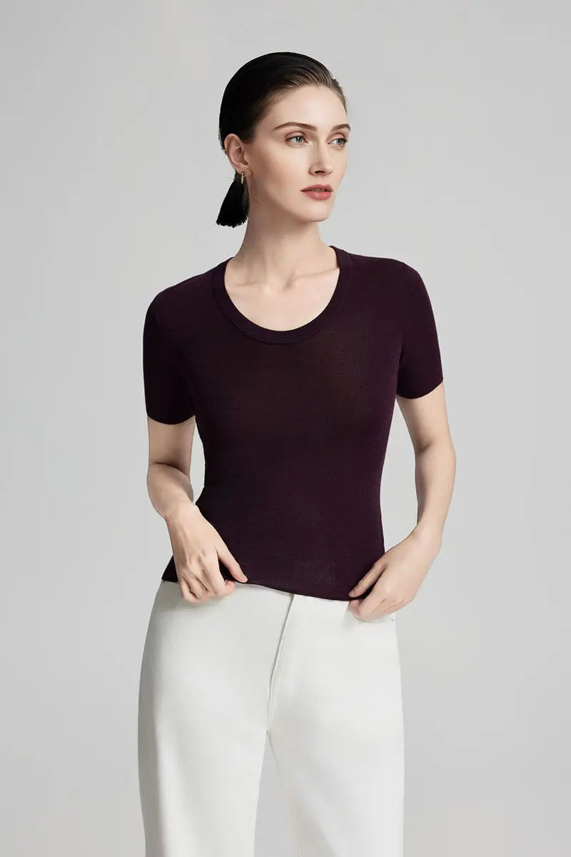 Ultrafine Wool U-Neck Sweater T-Shirt