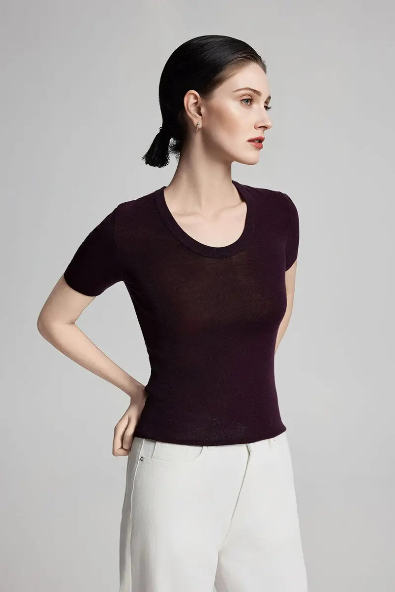 Ultrafine Wool U-Neck Sweater T-Shirt