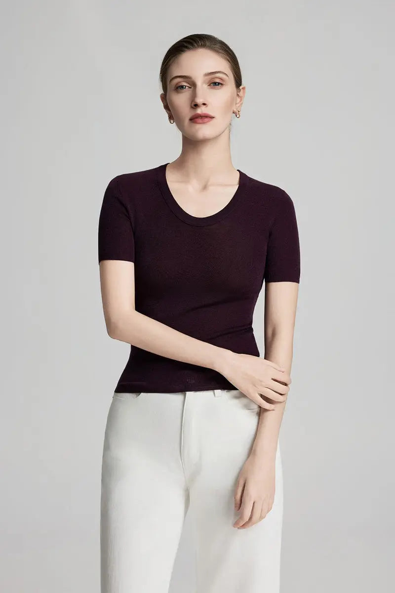Ultrafine Wool U-Neck Sweater T-Shirt