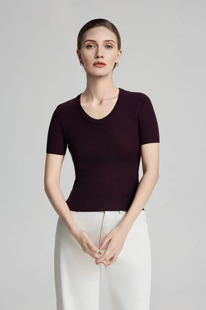 Ultrafine Wool U-Neck Sweater T-Shirt