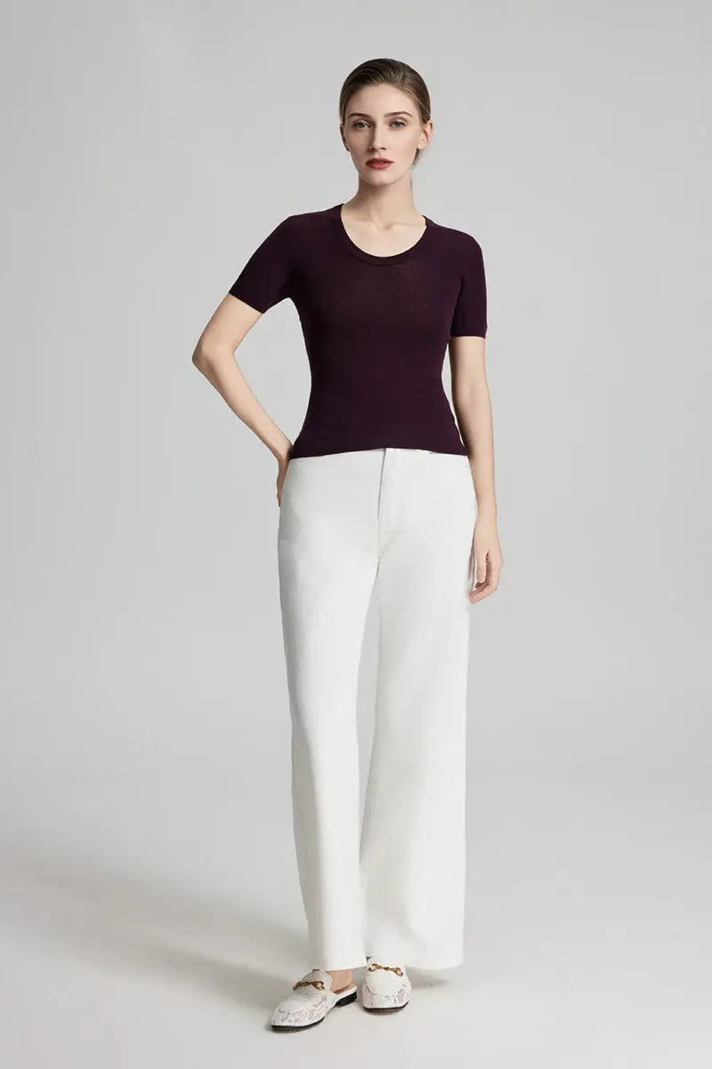 Ultrafine Wool U-Neck Sweater T-Shirt