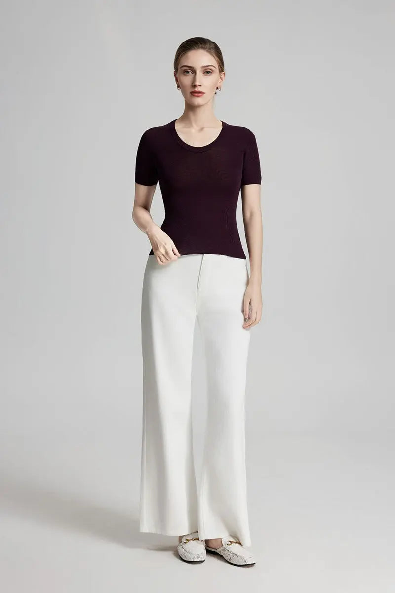Ultrafine Wool U-Neck Sweater T-Shirt