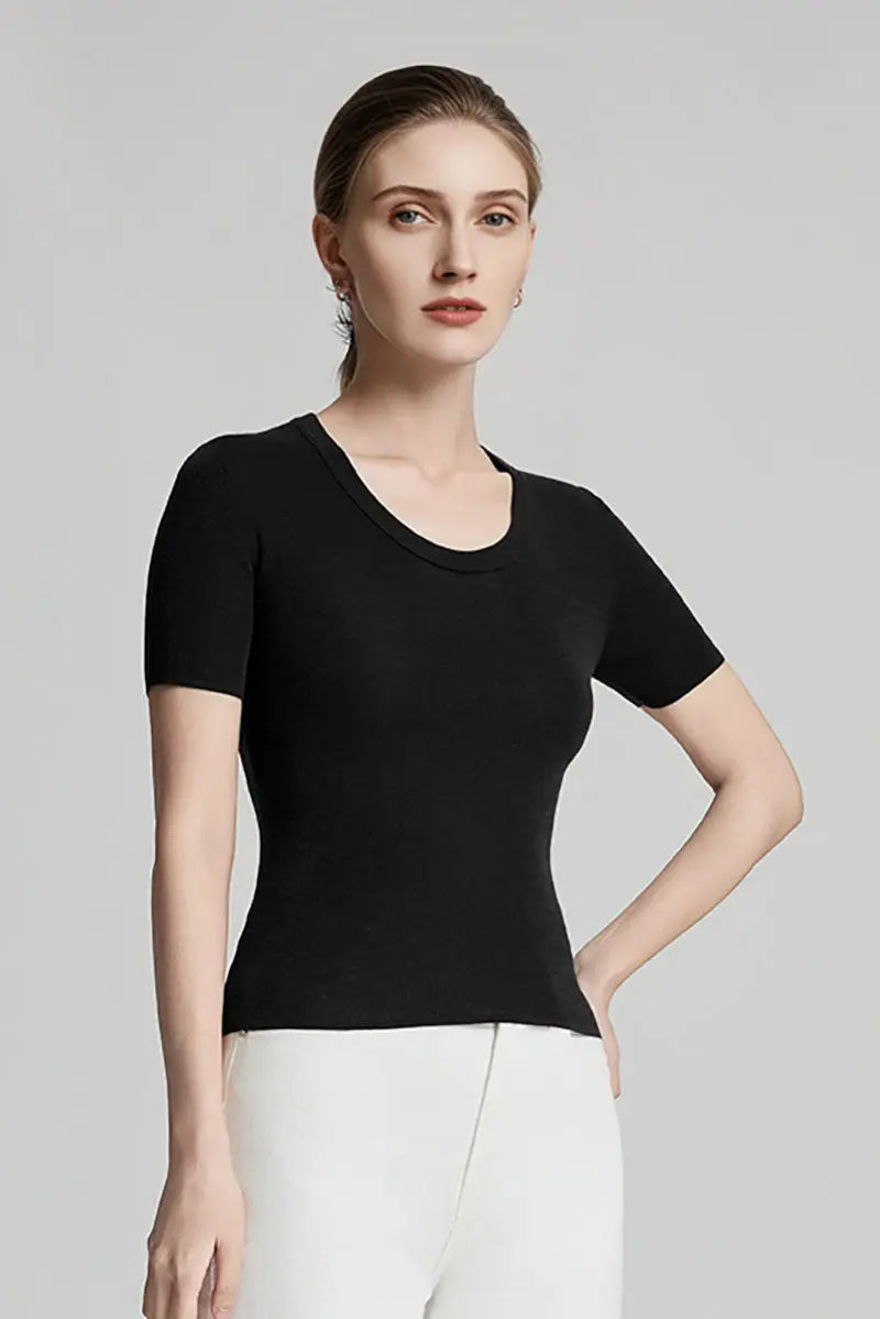 Ultrafine Wool U-Neck Sweater T-Shirt