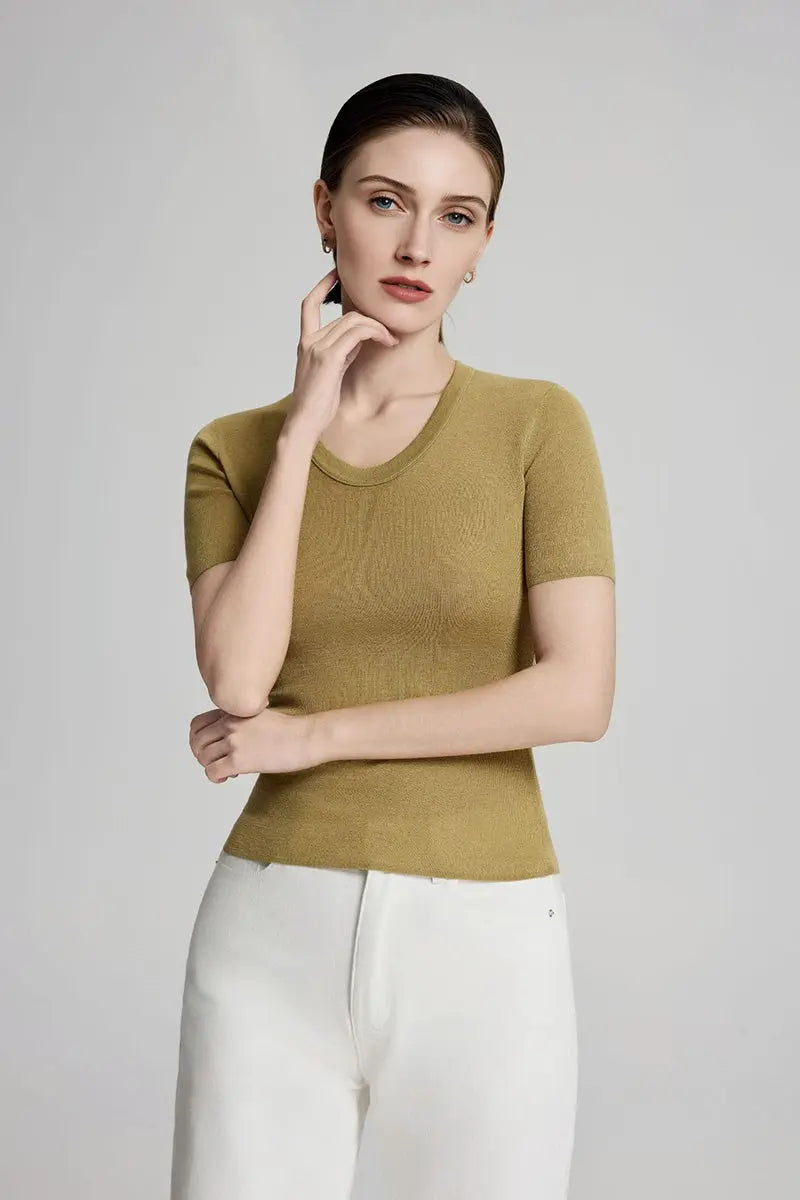 Ultrafine Wool U-Neck Sweater T-Shirt