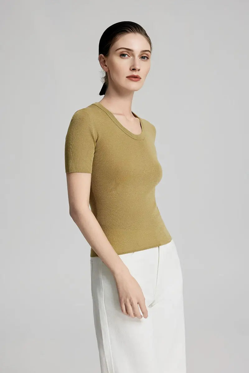 Ultrafine Wool U-Neck Sweater T-Shirt