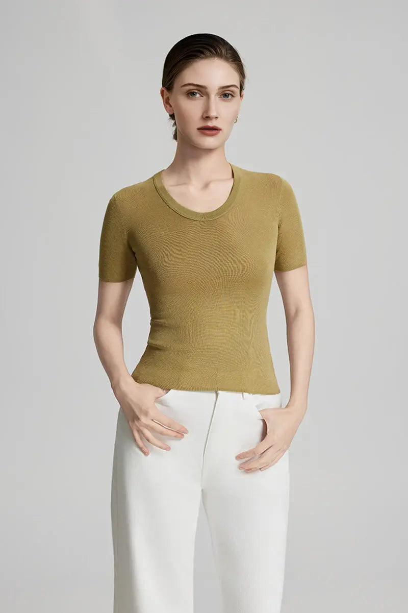 Ultrafine Wool U-Neck Sweater T-Shirt