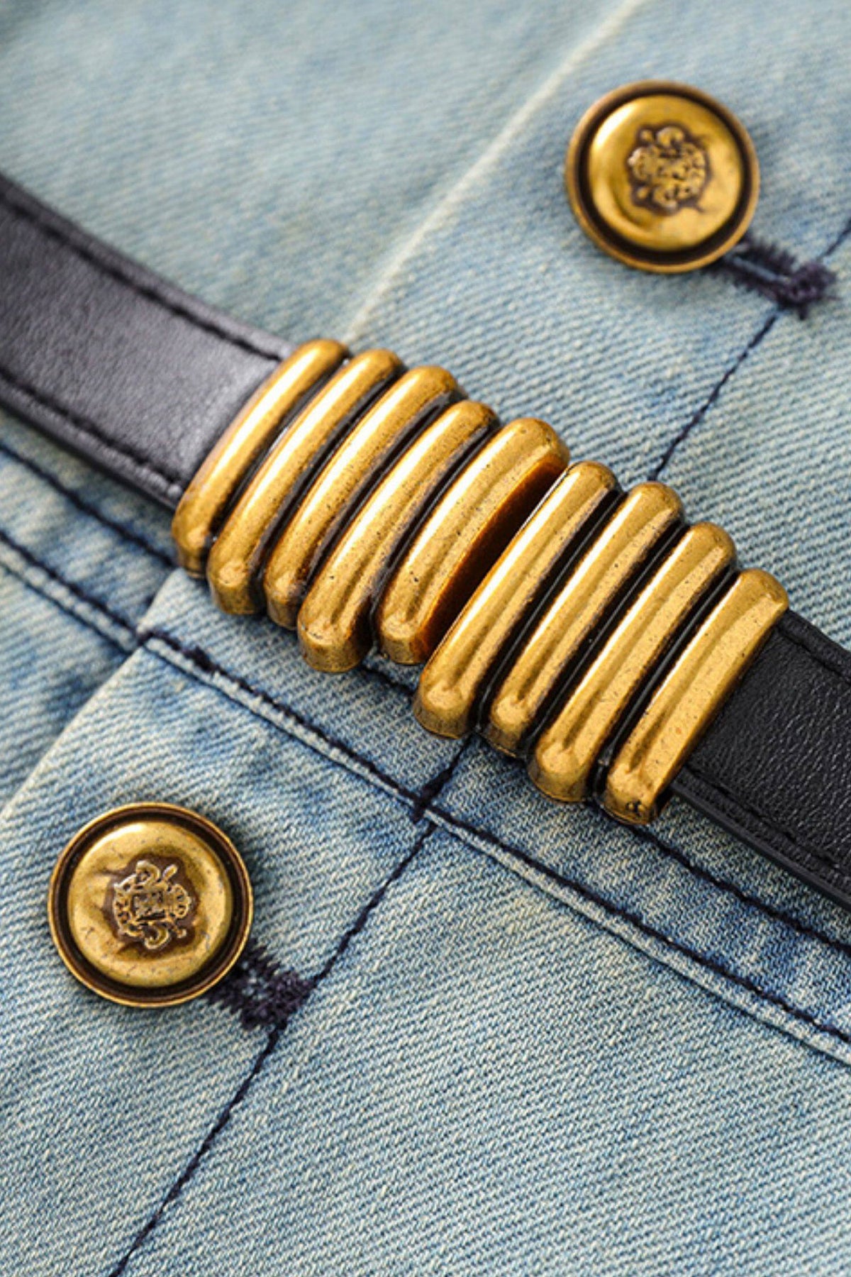 Vintage-Inspired Sleeveless Utility Denim Midi Dress Belt Not Included