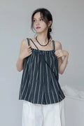 Vintage Striped Square Neck Tank Top
