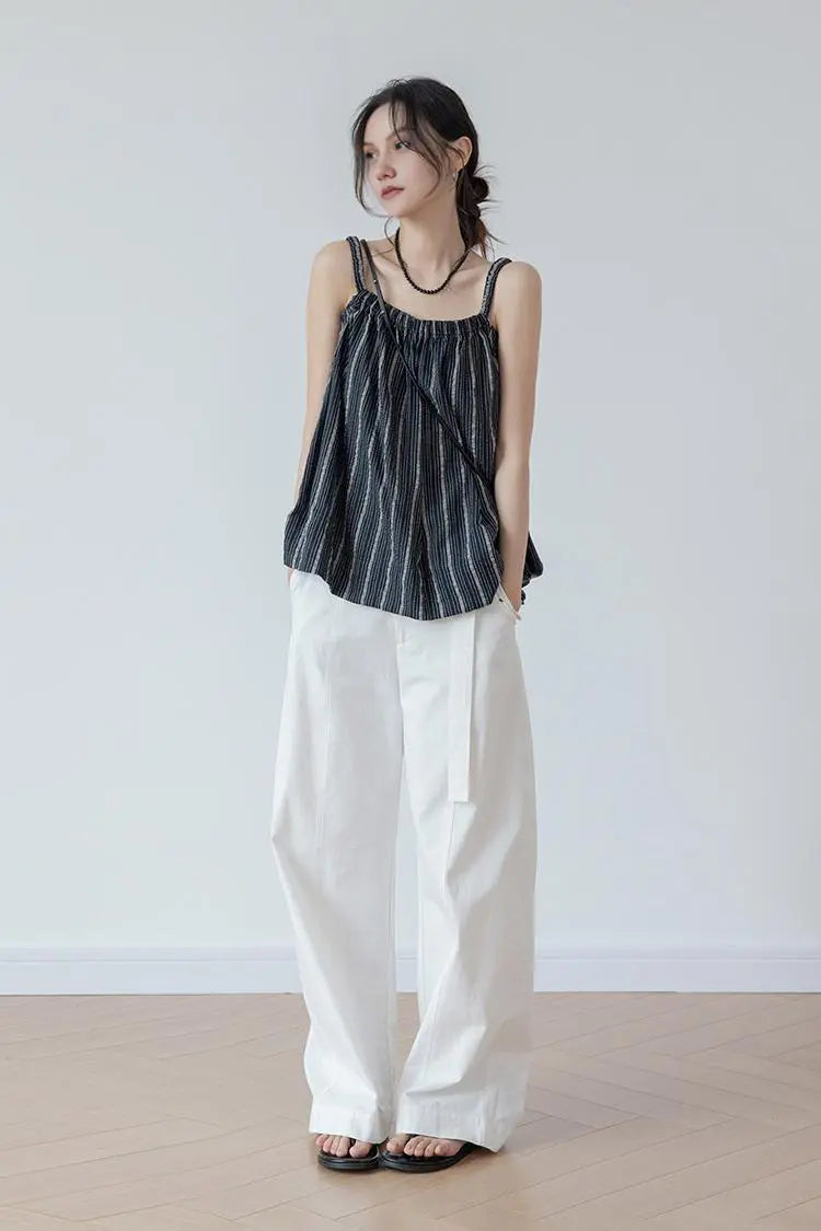 Vintage Striped Square Neck Tank Top