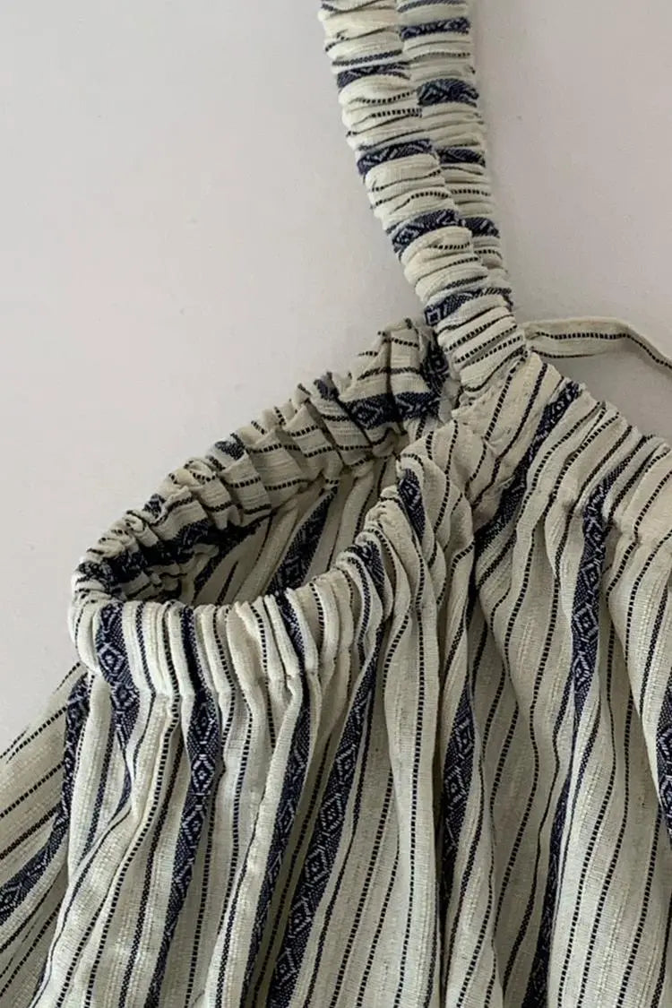 Vintage Striped Square Neck Tank Top