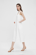 White Backless Tank Dress with Pockets