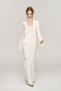 White Crochet Cut Out Long Sleeve Maxi Dress