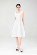 White Square Neck Dress with Wide Strap