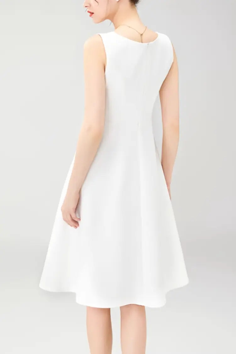 White Square Neck Dress with Wide Strap