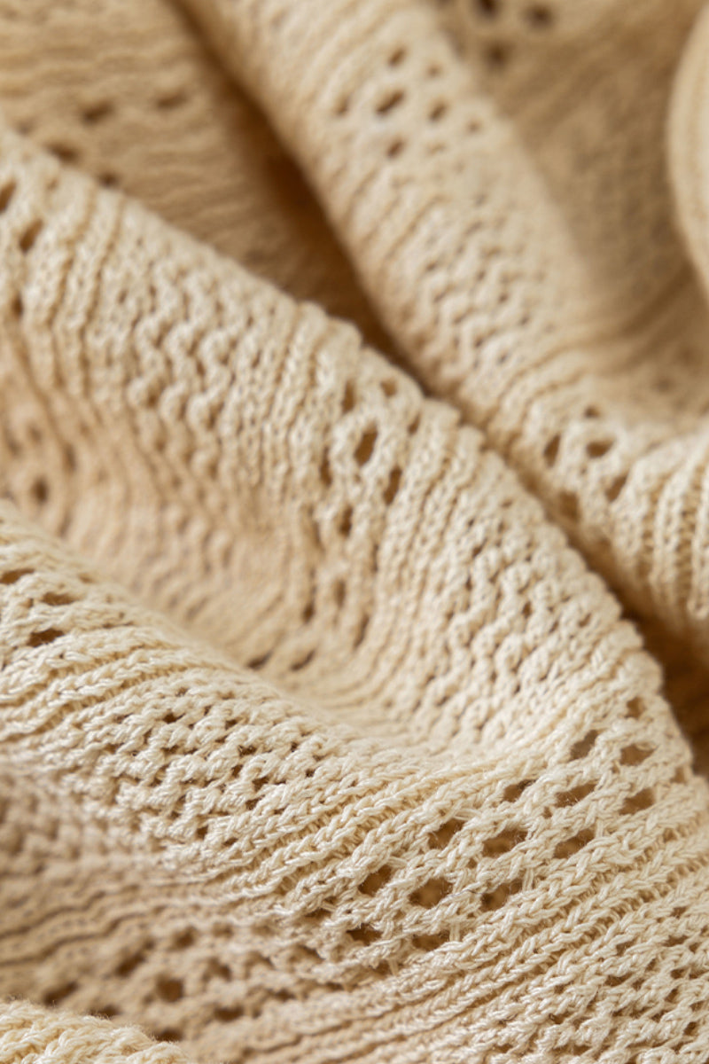 Basic V-Neck Open-Knit Polo Shirt