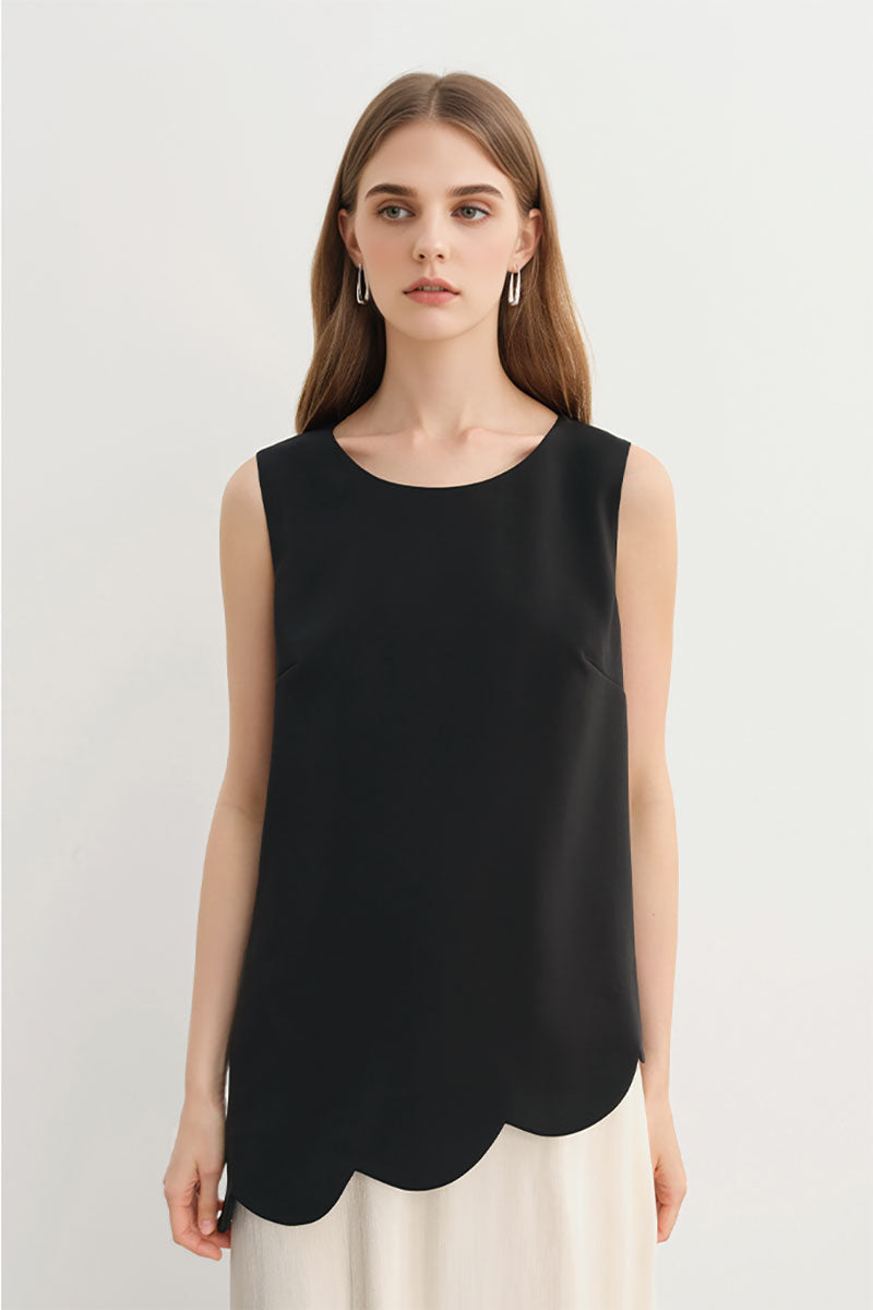 Black & White Sleeveless Mixed Media Midi Dress