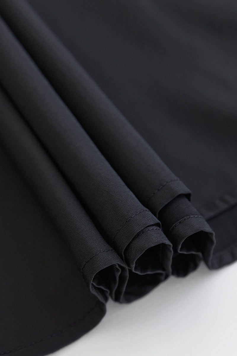 Black Fit & Flare Long-Sleeve V-Neck Maxi Dress