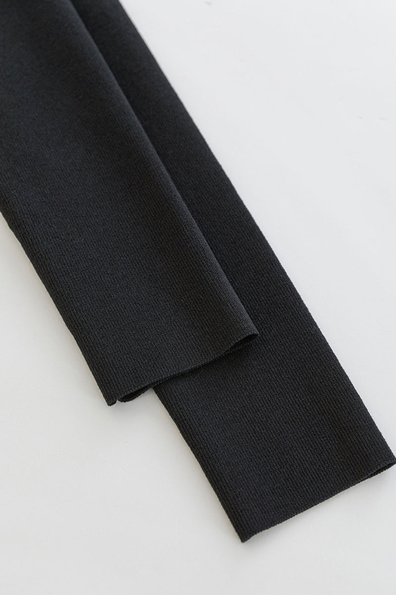 Black Fit & Flare Long-Sleeve V-Neck Maxi Dress