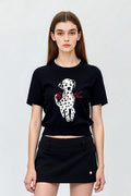 Black Lyocell Animal-Printed Knit T-Shirt