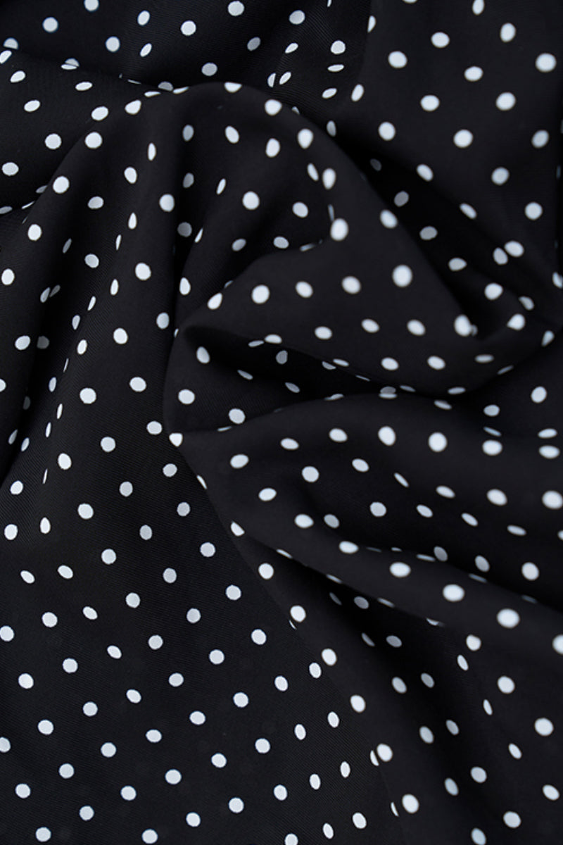 Black Polka-Dot Sweetheart Midi Dress