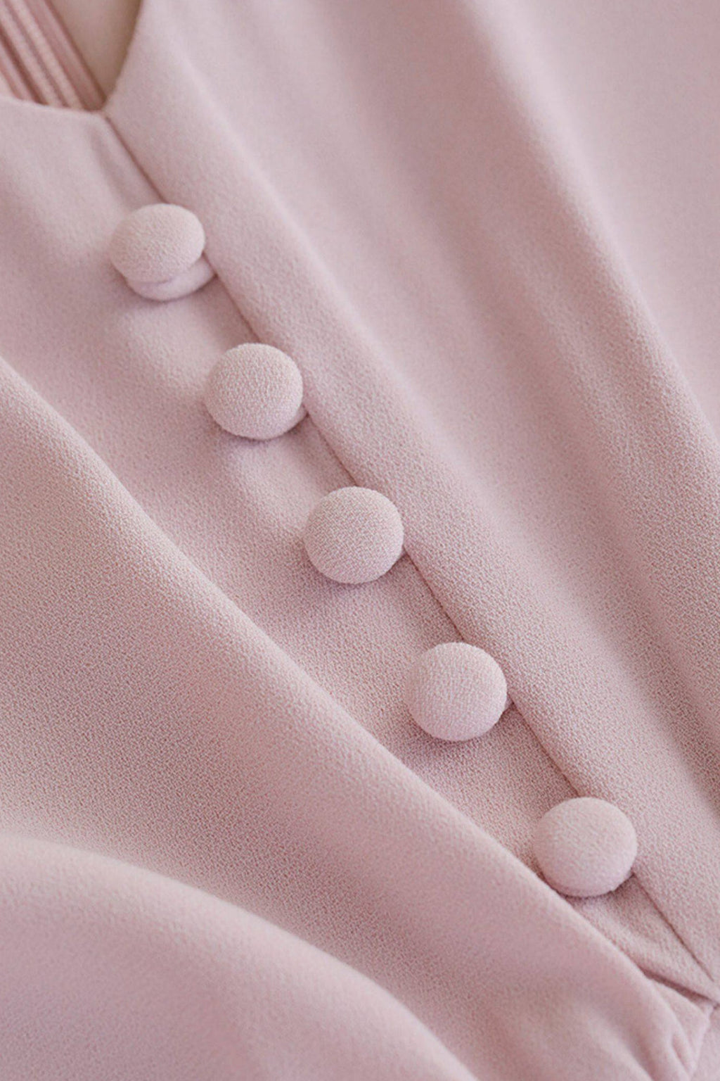 V-Neck Puff Sleeve A-Line Acetate Midi Dress
