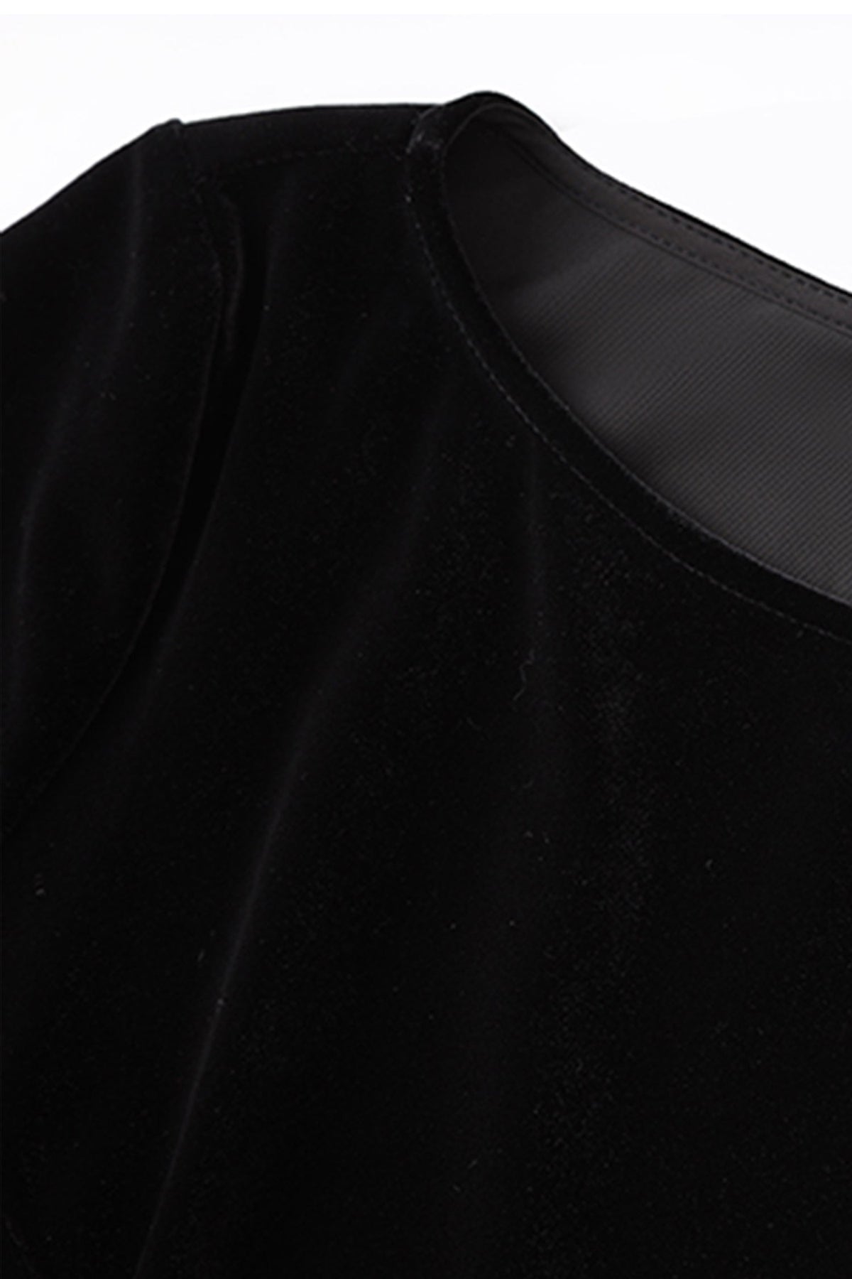 Black Velvet Long Sleeve Crewneck Maxi Dress