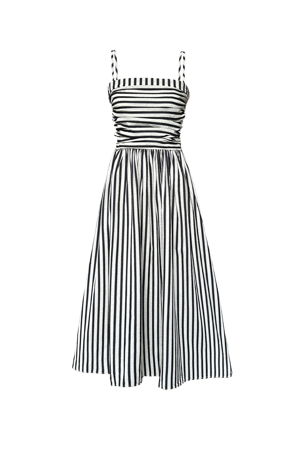 Black & White Spaghetti Strap Fit & Flare Maxi Dress