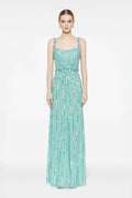 Blue Sequin-Embellished Bright Gem Evening Gown