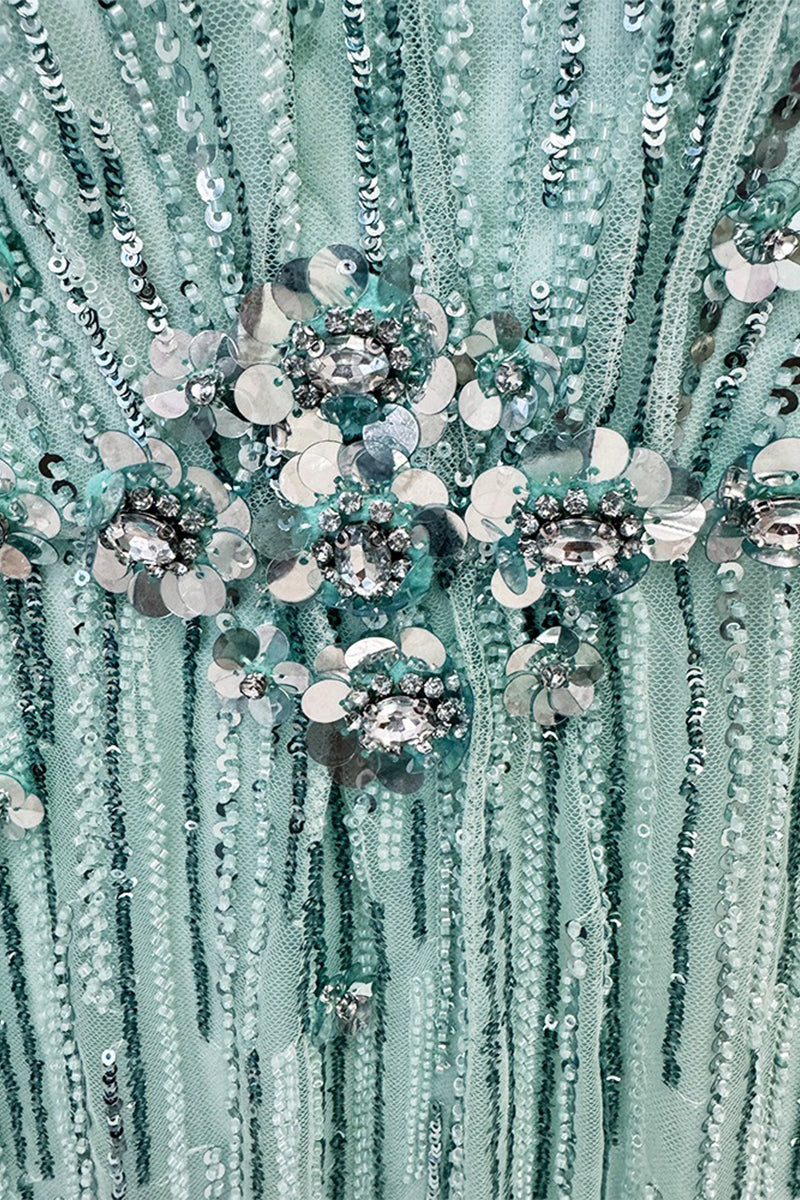 Blue Sequin-Embellished Bright Gem Evening Gown