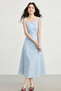 Blue Sleeveless Square-Neck A-Line Maxi Dress