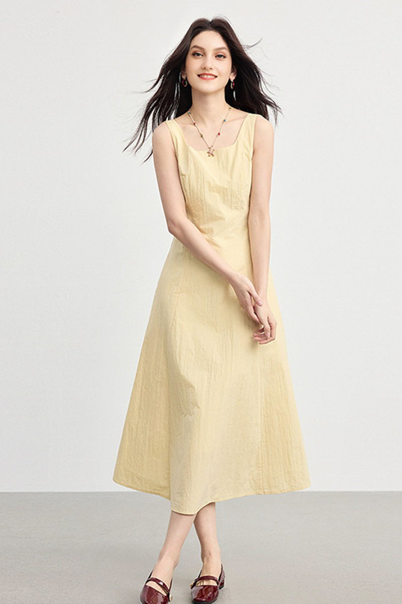 Blue Sleeveless Square-Neck A-Line Maxi Dress