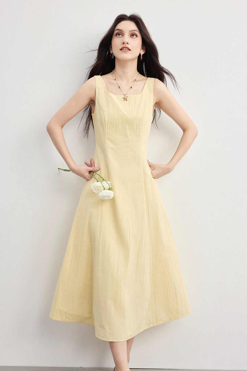 Blue Sleeveless Square-Neck A-Line Maxi Dress