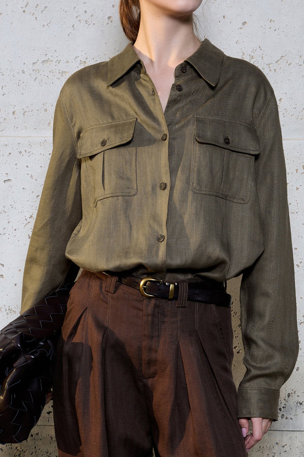Breathable Linen Lyocell Button Up Shirt with Chest Pockets