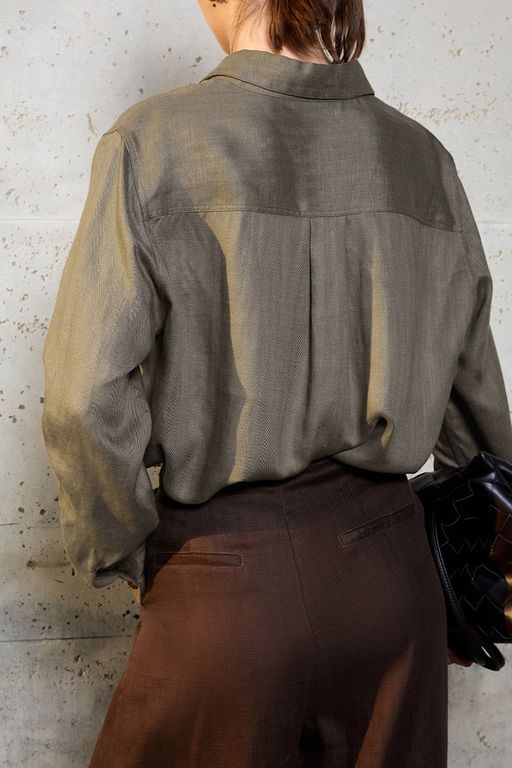 Breathable Linen Lyocell Button Up Shirt with Chest Pockets
