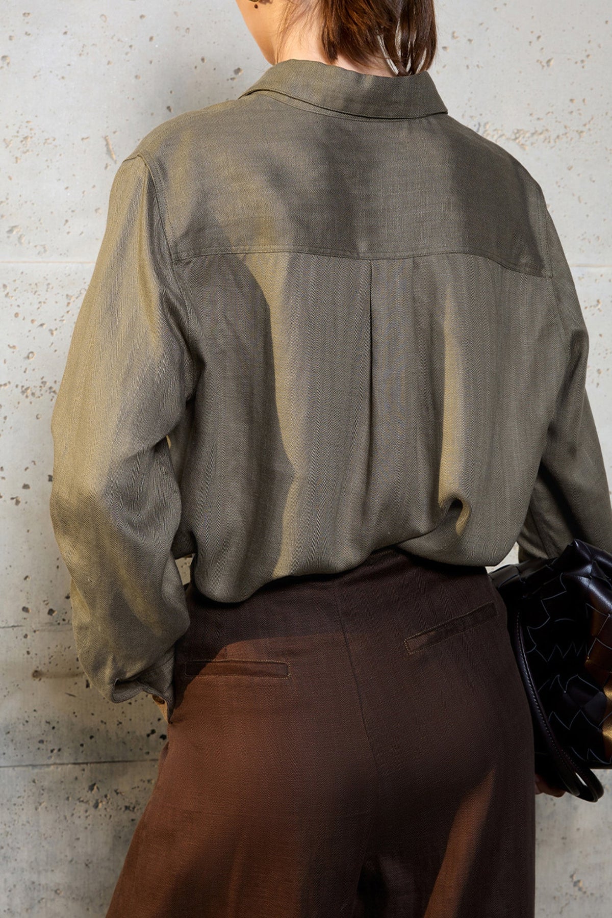 Breathable Linen Lyocell Button Up Shirt with Chest Pockets