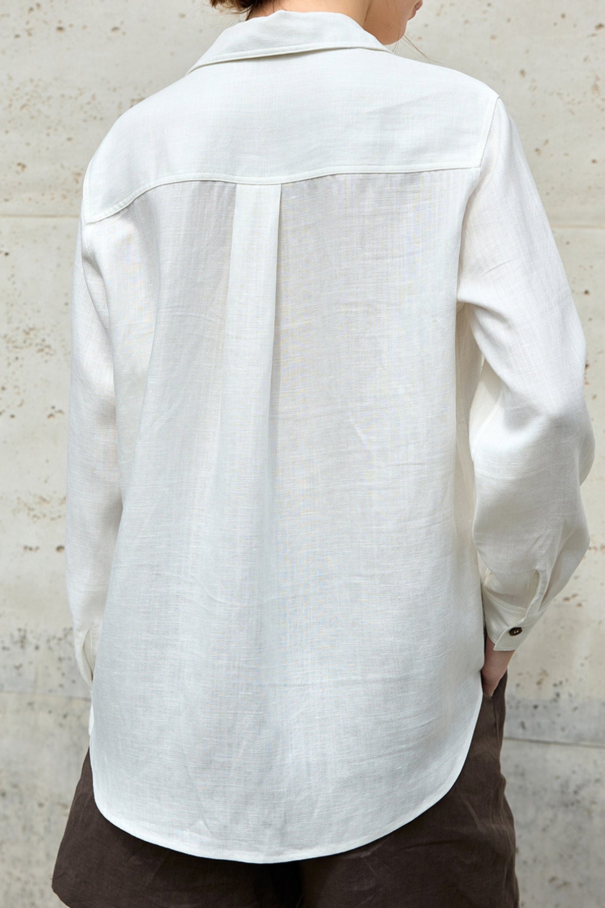 Breathable Linen Lyocell Button Up Shirt with Chest Pockets