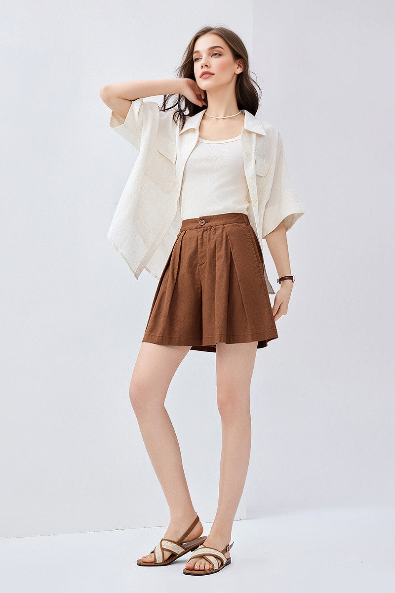 Breezy Pleated Tailored A-Line Shorts