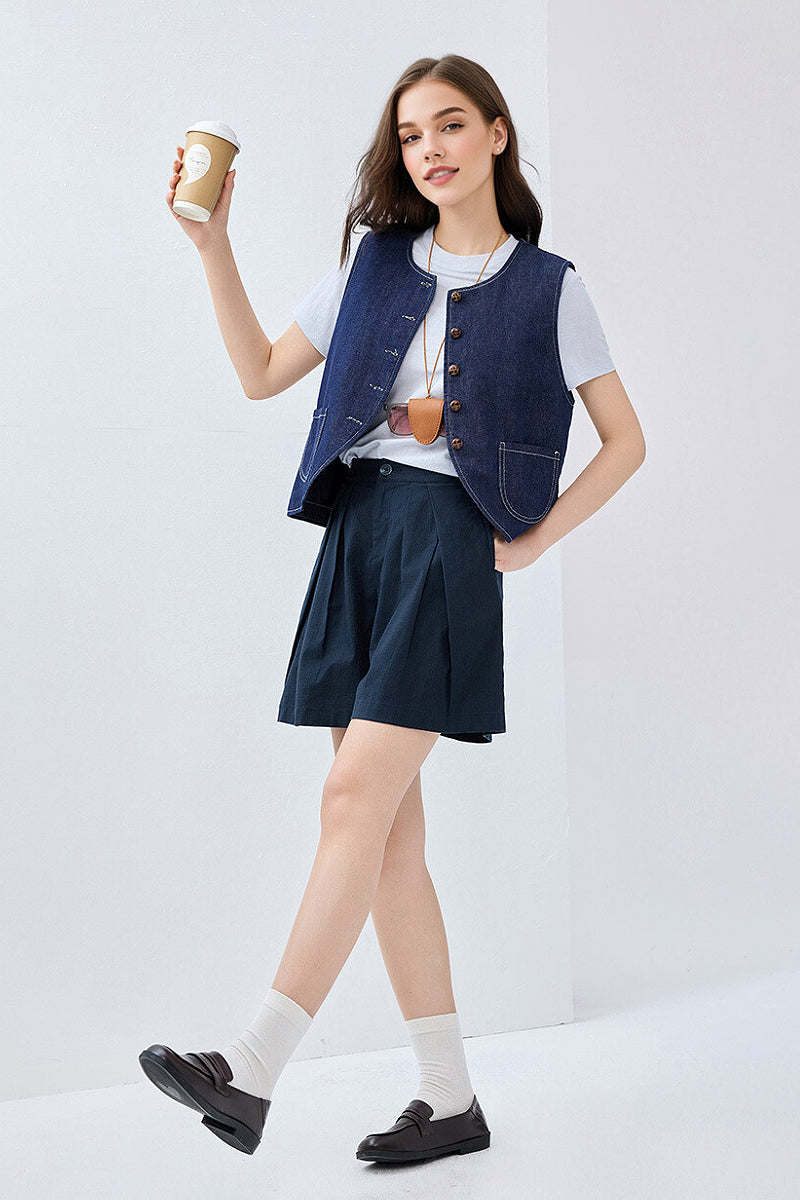 Breezy Pleated Tailored A-Line Shorts