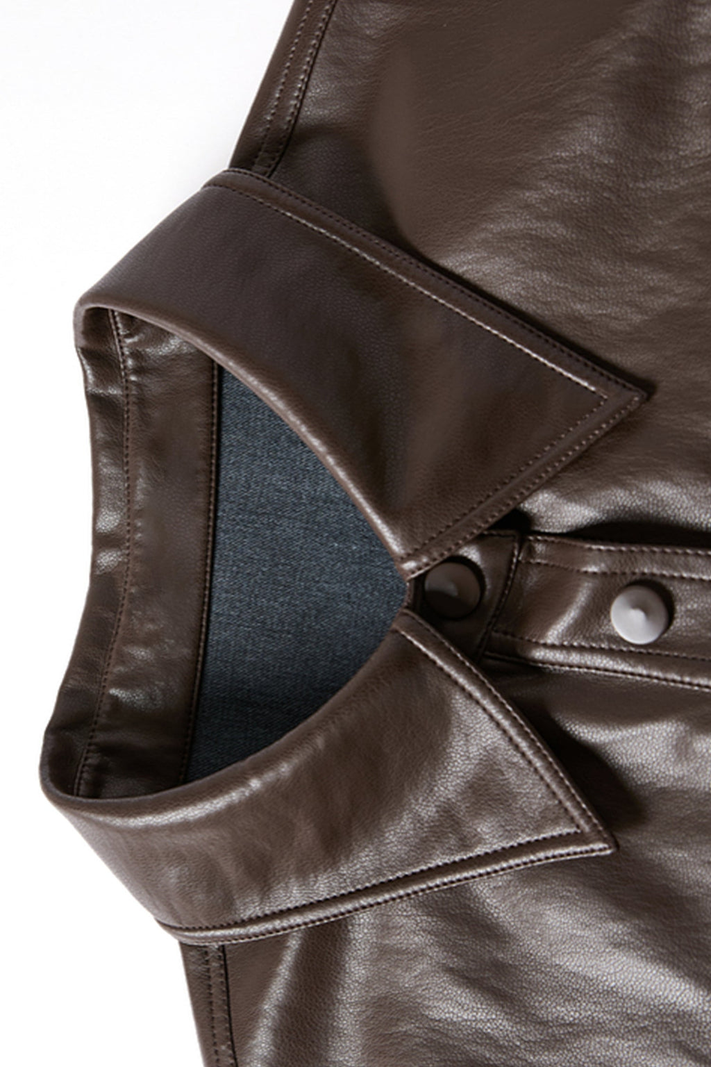 Brown Leather Belted Shirt Jacket