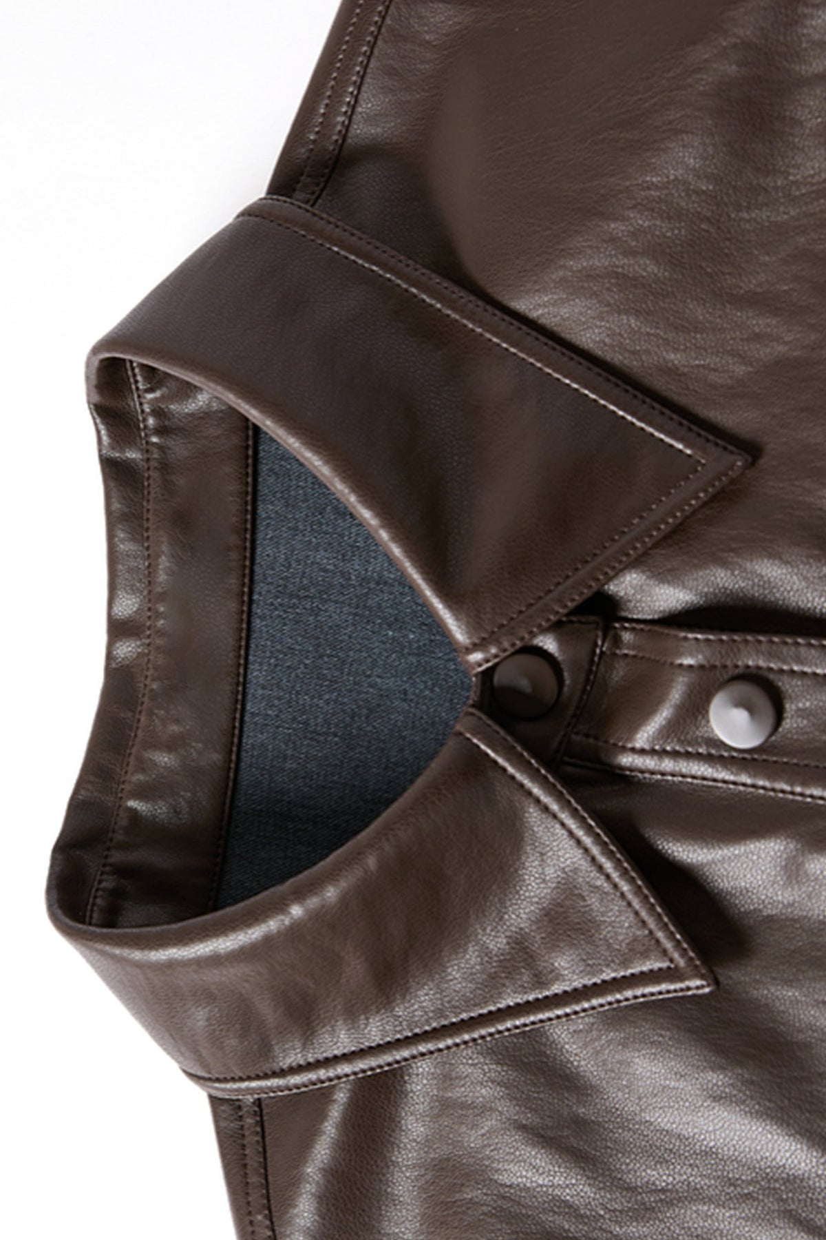 Brown Leather Belted Shirt Jacket