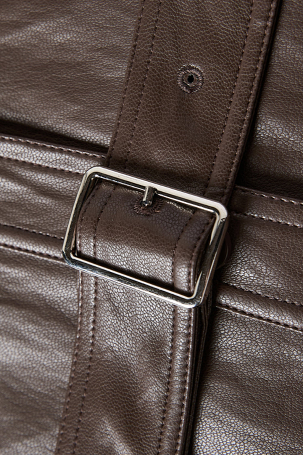 Brown Leather Belted Shirt Jacket