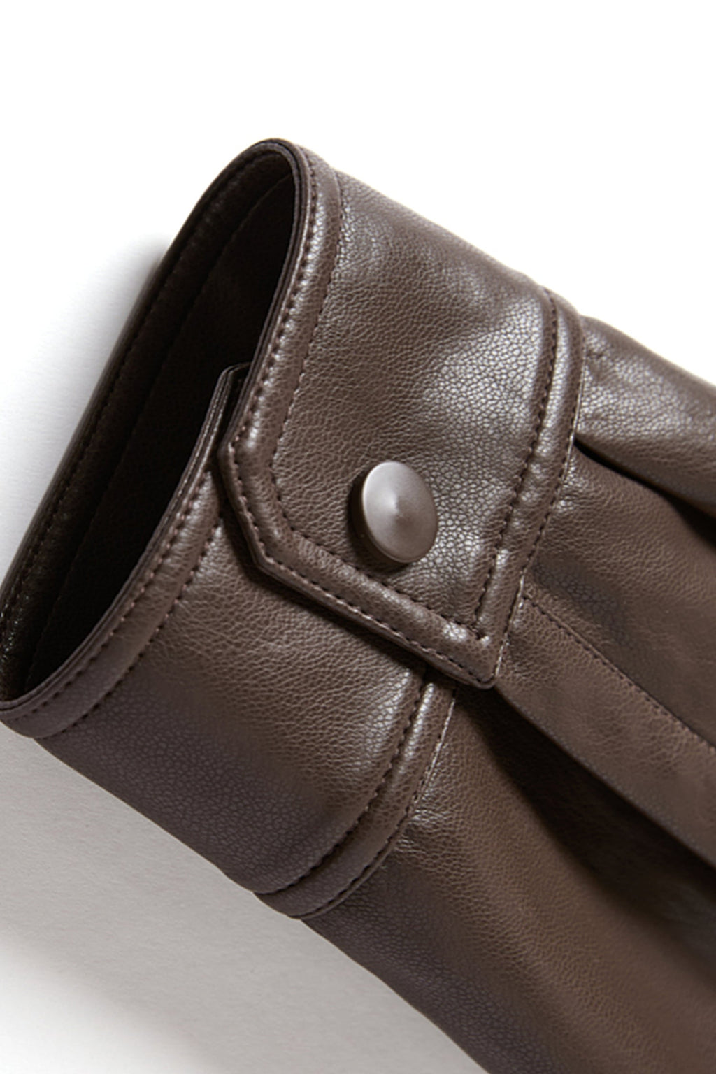 Brown Leather Belted Shirt Jacket