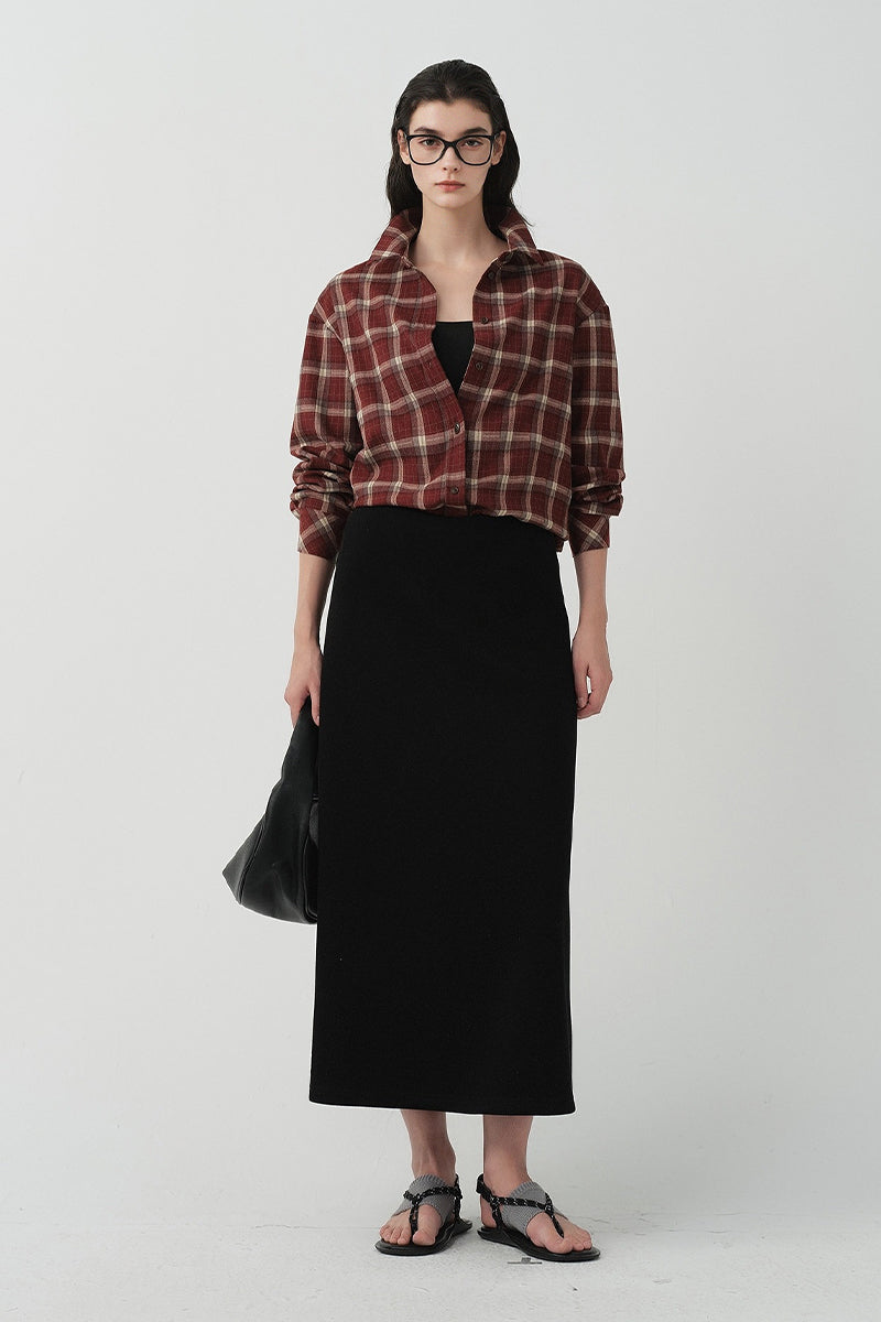 Brushed Plaid Long Sleeve Button-Up Shirt