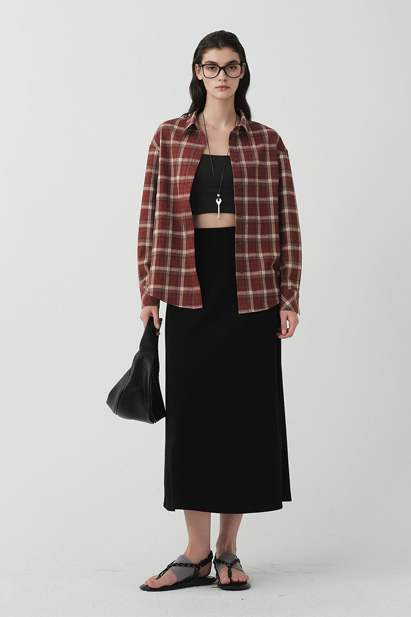 Brushed Plaid Long Sleeve Button-Up Shirt