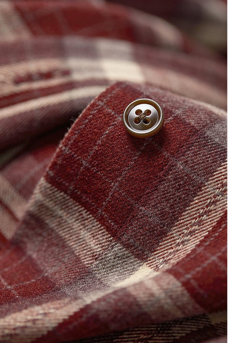 Brushed Plaid Long Sleeve Button-Up Shirt