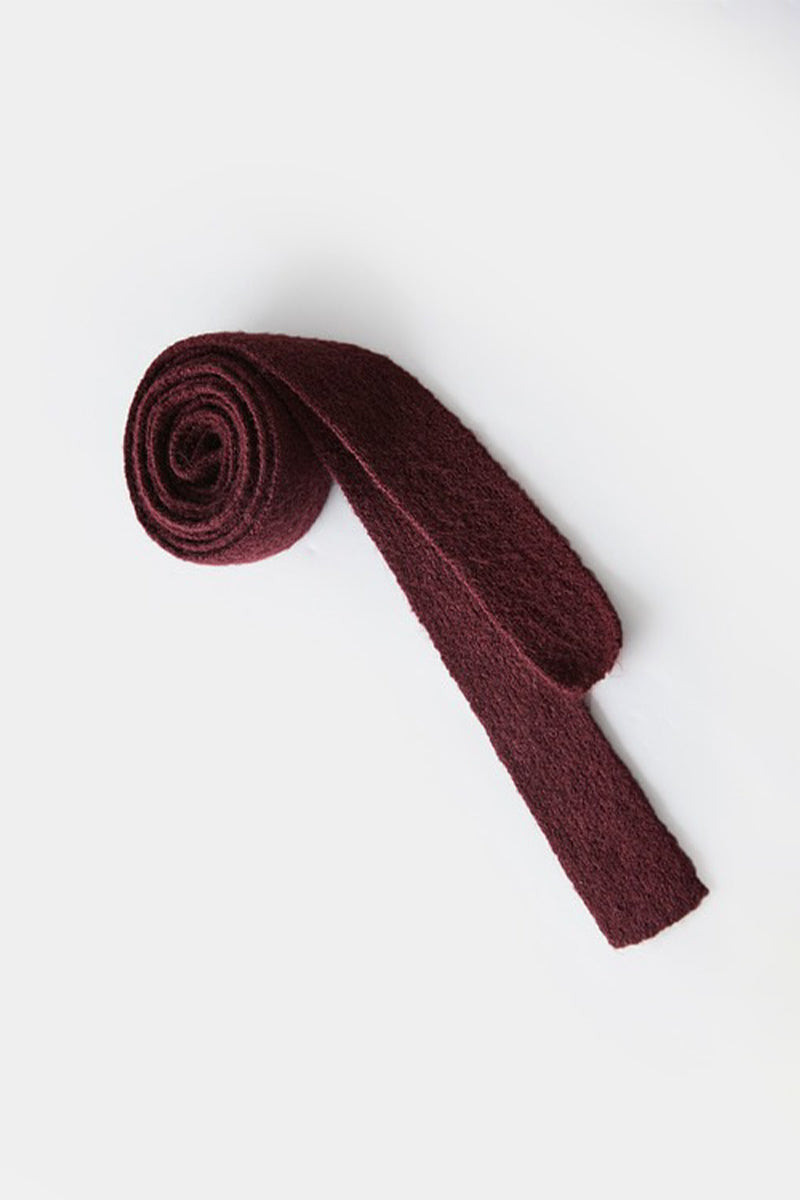 Burgundy Long Sleeve Off-Shoulder Maxi Sweater Dress with Scarf